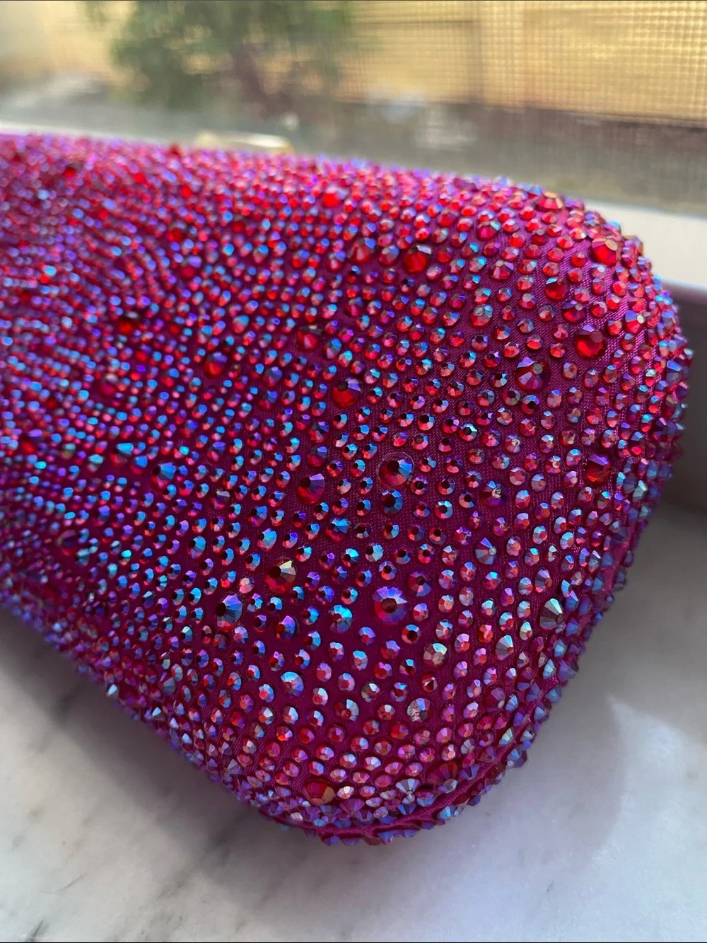 Embellished Pink Crystal Clutch - Designer Style Evening Bag